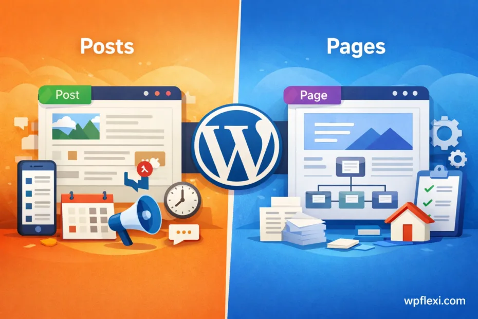 A WordPress dashboard showing posts and pages side by side.